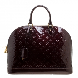 Pre Owned Louis Vuitton Amarante Monogram Vernis Alma GM Bag