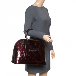 Pre Owned Louis Vuitton Amarante Monogram Vernis Alma GM Bag