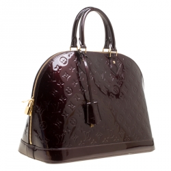 Pre Owned Louis Vuitton Amarante Monogram Vernis Alma GM Bag