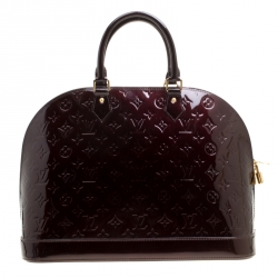 Pre Owned Louis Vuitton Amarante Monogram Vernis Alma GM Bag