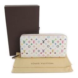Pre Owned Louis Vuitton White Monogram Multicolore Zippy Wallet