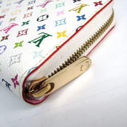 Pre Owned Louis Vuitton White Monogram Multicolore Zippy Wallet