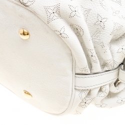 Pre Owned Louis Vuitton White Monogram Mahina Leather XL Bag