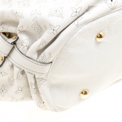 Pre Owned Louis Vuitton White Monogram Mahina Leather XL Bag