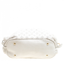 Pre Owned Louis Vuitton White Monogram Mahina Leather XL Bag