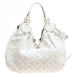 Louis Vuitton Mahina XL Off White Perforated Logo Leather Handbag