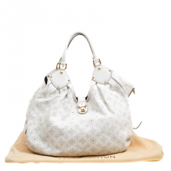 Pre Owned Louis Vuitton White Monogram Mahina Leather XL Bag
