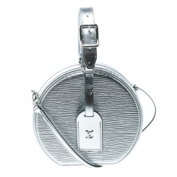 Louis Vuitton Silver Metallic Epi Leather Petite Boite Chapeau at 1stDibs