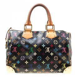 Pre Owned Louis Vuitton Black Multicolor Monogram Canvas Speedy 30