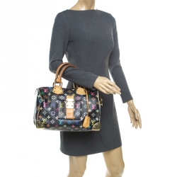 Pre Owned Louis Vuitton Black Multicolor Monogram Canvas Speedy 30
