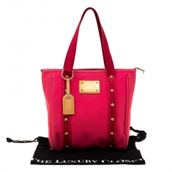 Pre Owned Louis Vuitton Pink Canvas Antigua Cabas MM Bag