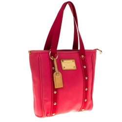 Pre Owned Louis Vuitton Pink Canvas Antigua Cabas MM Bag
