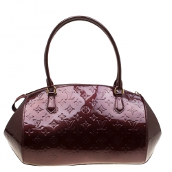Pre Owned Louis Vuitton Rouge Fauviste Monogram Vernis Sherwood GM Bag
