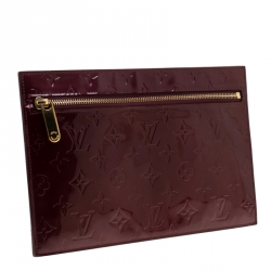 Pre Owned Louis Vuitton Rouge Fauviste Vernis PM Pershing Clutch