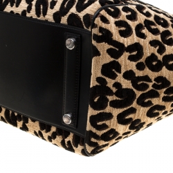 Pre Owned Louis Vuitton Beige/Black Leopard Chenille Fabric and Leather Limited Edition Stephen Sprouse North South Satchel