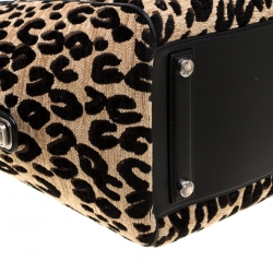 Pre Owned Louis Vuitton Beige/Black Leopard Chenille Fabric and Leather Limited Edition Stephen Sprouse North South Satchel