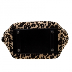 Pre Owned Louis Vuitton Beige/Black Leopard Chenille Fabric and Leather Limited Edition Stephen Sprouse North South Satchel