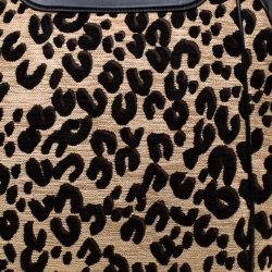 Pre Owned Louis Vuitton Beige/Black Leopard Chenille Fabric and Leather Limited Edition Stephen Sprouse North South Satchel