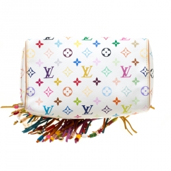 مملوكة مسبقًا Louis Vuitton White Monogram Multicolore Limited Edition Fringe Speedy 25