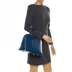 Pre Owned Louis Vuitton Cyan Epi Leather Alma PM Bag