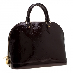 Pre Owned Louis Vuitton Amarante Monogram Vernis Alma PM Bag