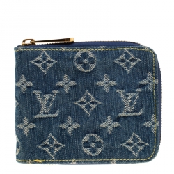 LOUIS VUITTON Denim Zip Compact Wallet Blue 1158155