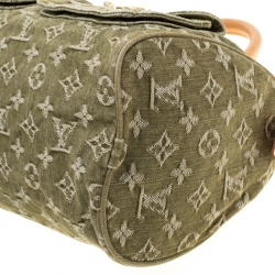 مملوكة مسبقًا  حقيبة لوي فيتون نوي سبيدي دنيم مونوغرامي خضراء