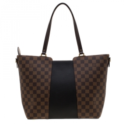 Pre Owned Louis Vuitton Damier Canvas and Taurillon Leather Jersey Tote 