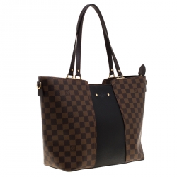Pre Owned Louis Vuitton Damier Canvas and Taurillon Leather Jersey Tote 