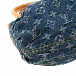 Pre Owned Louis Vuitton Blue Monogram Denim Pleaty Bag