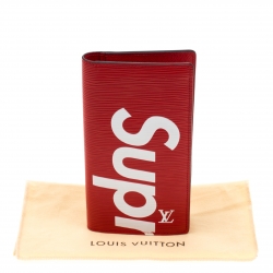 Louis Vuitton Red Epi Leather  X Supreme Slender Wallet