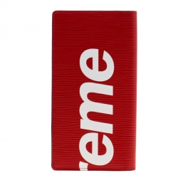 Louis Vuitton Red Epi Leather  X Supreme Slender Wallet