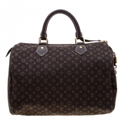 Pre Owned Louis Vuitton Fusain Monogram Canvas Mini Lin Speedy 30 Bag