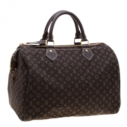 Pre Owned Louis Vuitton Fusain Monogram Canvas Mini Lin Speedy 30 Bag