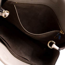 Pre Owned Louis Vuitton Galet Beige Monogram Velvet and Veau Cachemire Leather W PM Bag