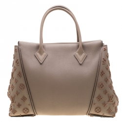 Pre Owned Louis Vuitton Galet Beige Monogram Velvet and Veau Cachemire Leather W PM Bag