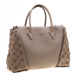 Pre Owned Louis Vuitton Galet Beige Monogram Velvet and Veau Cachemire Leather W PM Bag