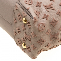 Pre Owned Louis Vuitton Galet Beige Monogram Velvet and Veau Cachemire Leather W PM Bag