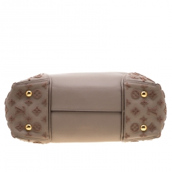 Pre Owned Louis Vuitton Galet Beige Monogram Velvet and Veau Cachemire Leather W PM Bag