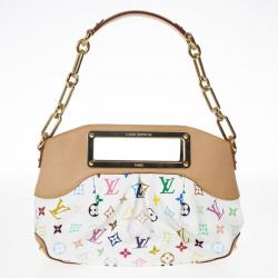 Pre Owned Louis Vuitton White Monogram Multicolor Coated Canvas 'Judy PM' Vintage Shoulder Bag