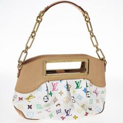 Pre Owned Louis Vuitton White Monogram Multicolor Coated Canvas 'Judy PM' Vintage Shoulder Bag
