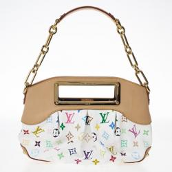 Pre Owned Louis Vuitton White Monogram Multicolor Coated Canvas 'Judy PM' Vintage Shoulder Bag