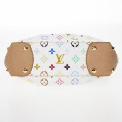 Pre Owned Louis Vuitton White Monogram Multicolor Coated Canvas 'Judy PM' Vintage Shoulder Bag