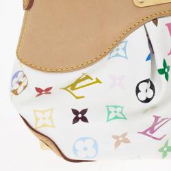 Pre Owned Louis Vuitton White Monogram Multicolor Coated Canvas 'Judy PM' Vintage Shoulder Bag
