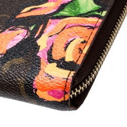 Pre Owned Louis Vuitton Monogram Canvas Limited Edition Stephen Sprouse Roses Zip Around Wallet