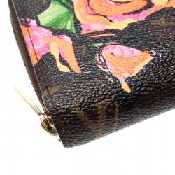 Pre Owned Louis Vuitton Monogram Canvas Limited Edition Stephen Sprouse Roses Zip Around Wallet