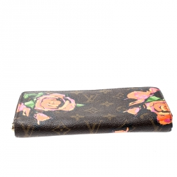 Pre Owned Louis Vuitton Monogram Canvas Limited Edition Stephen Sprouse Roses Zip Around Wallet