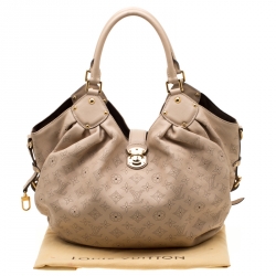 Pre Owned Louis Vuitton Biscuit Monogram Mahina Leather L Bag