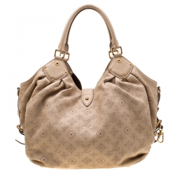 Pre Owned Louis Vuitton Biscuit Monogram Mahina Leather L Bag