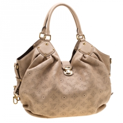 Pre Owned Louis Vuitton Biscuit Monogram Mahina Leather L Bag